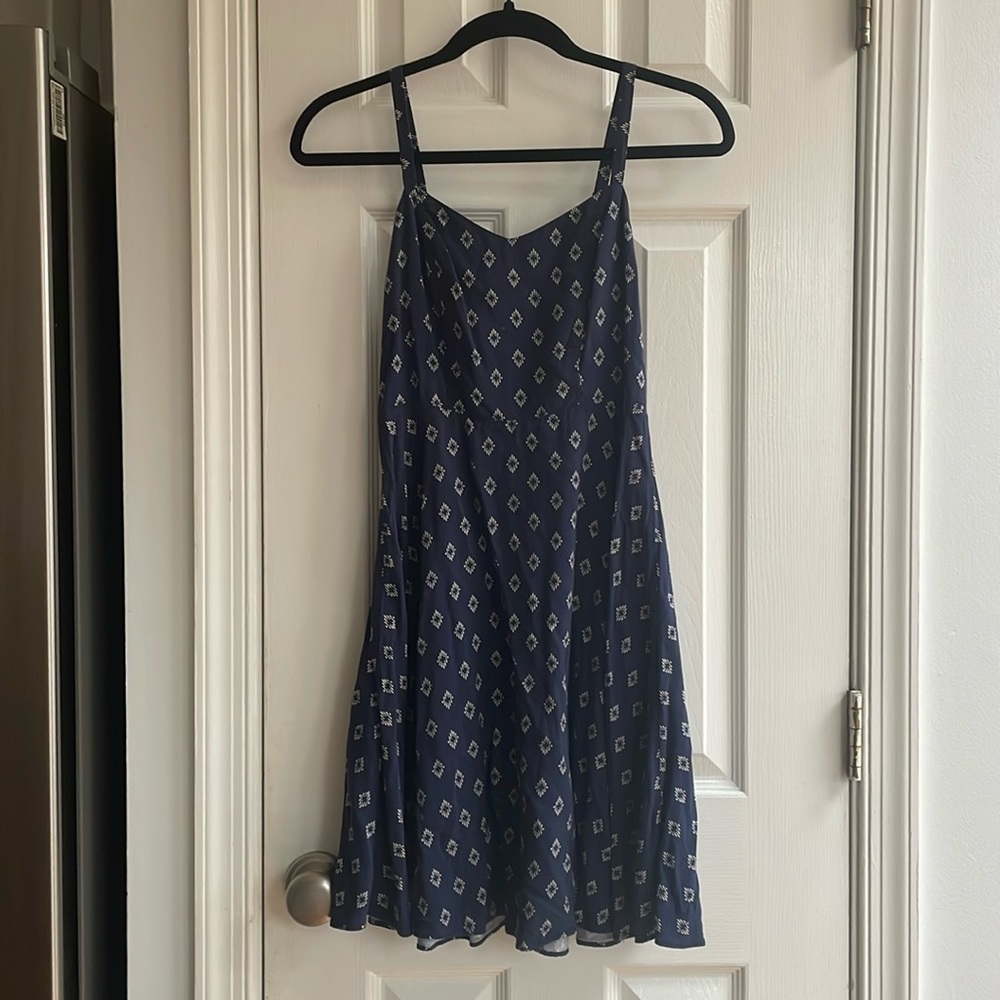 Old Navy A-Line Cotton Summer Dress - Navy with White Abstract Pattern Size XS